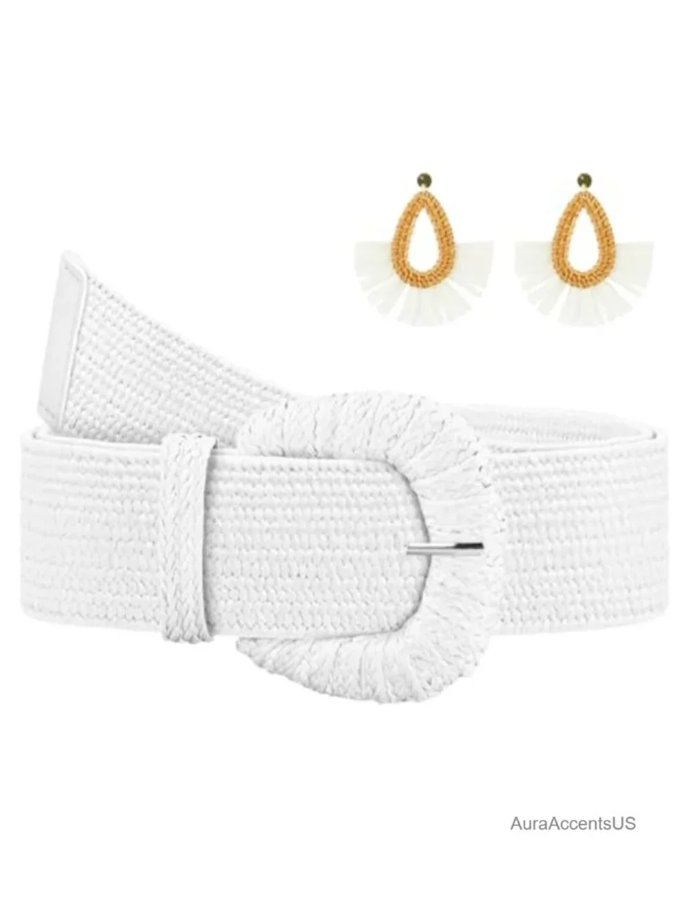 Straw Woven Elastic Belt, Boho Braided Raffia Waist Belt, Stretch Rattan Belt